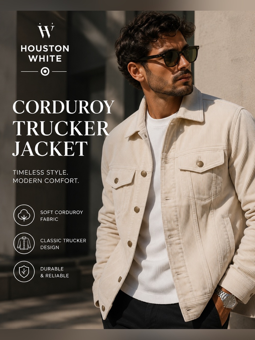 ‼️🔥🆕 Houston White Corduroy Trucker Jacket